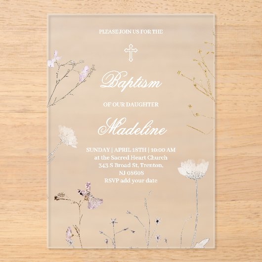 delicate wildflowers Acrylic Invitation アクリル招待状 (正面)