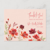 Delicate Wildflowers Juicy Red Pinky Pink Wedding ポストカード (正面)