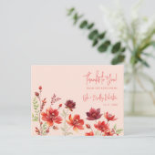 Delicate Wildflowers Juicy Red Pinky Pink Wedding ポストカード (スタンド正面)