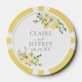 Delicate Yellow Floral Sage Green Summer Wedding ポーカーチップ (正面)