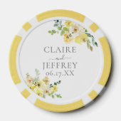 Delicate Yellow Floral Sage Green Summer Wedding ポーカーチップ (裏面)