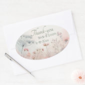 Delicaticate Queen Anne's Lace Wedding Thank-you  楕円形シール (封筒)