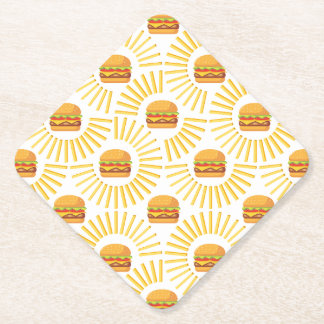 Delicioso hamburguer com batatas fritas ペーパーコースター