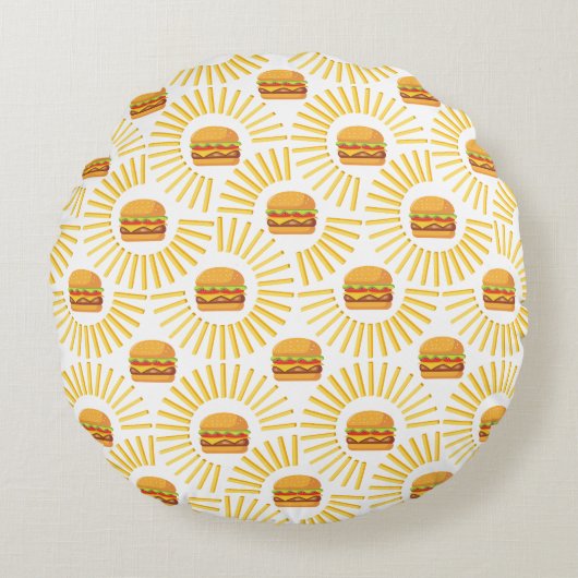 Delicioso hamburguer com batatas fritas ラウンドクッション (正面)