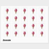 Delicious 3D Pink Strawberry Ice Cream Cone Sticke スクエアシール (シート)