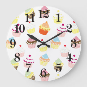 Delicious Decorated Birthday Cupcakes ラージ壁時計