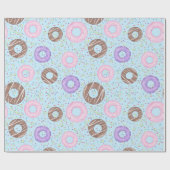 Delicious Donuts Wrapping Paper on Blue ラッピングペーパー (フラット)