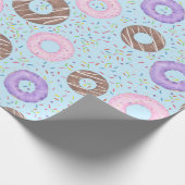 Delicious Donuts Wrapping Paper on Blue ラッピングペーパー (角)