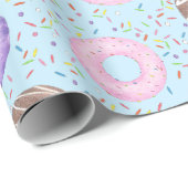 Delicious Donuts Wrapping Paper on Blue ラッピングペーパー (ロールコーナー)