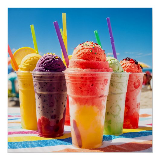 Delicious water ice cream colorful ポスター (正面)