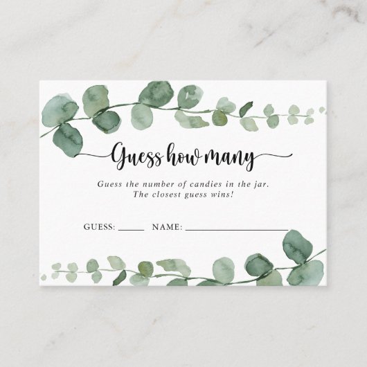 Delight Eucalyptusはゲームカードの数を推測 名刺 (正面)