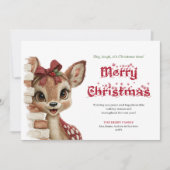 Delightful Christmas baby fawn peeking greeting  シーズンカード (正面)