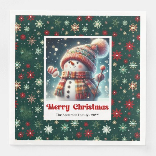 Delightful Christmas snowman with snowflakes kids  (正面)