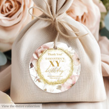 Delightful Dusty Pink Gold Birthday Favor Tags