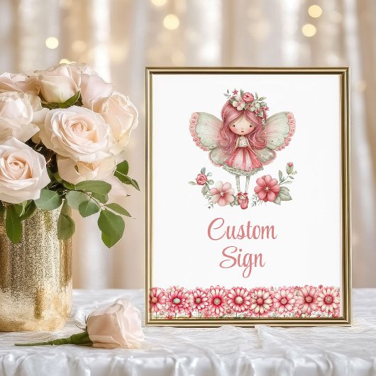 Delightful Fairy Girl Blush Floral Birthday Custom ポスター