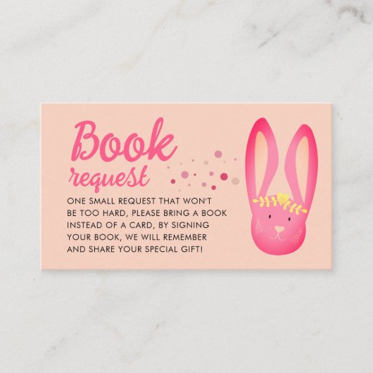 Delightful Fun Pink Bunny Book Request 1st Birthda エンクロージャーカード (正面)