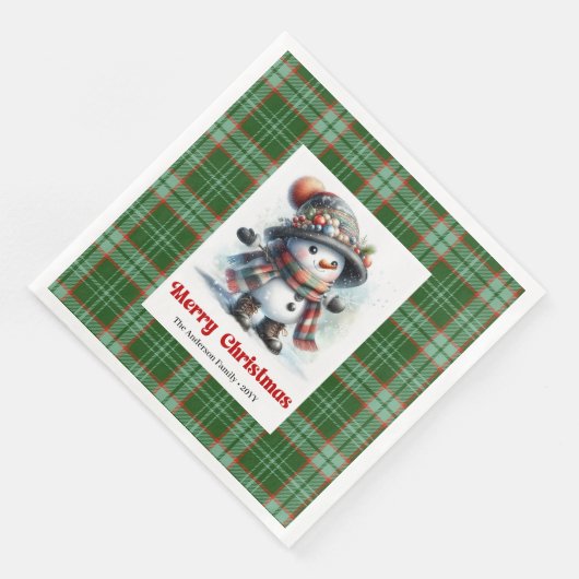 Delightful funny snowman watercolor kids napkins  (コーナー)