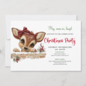 Delightful peeking reindeer editable party card 招待状 (正面)