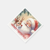 Delightful Santa Rudolph Holiday Party Napkins スタンダードカクテルナプキン (角)