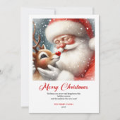 Delightful Santa With Rudolph Fun Christmas Cards シーズンカード (正面)