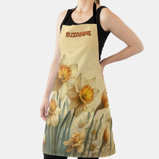 Delightful Vintage Daffodils Personalized エプロン (インサイチュ)