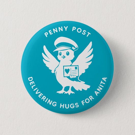 Delivering Hugs Penny Post Bird 缶バッジ (正面)