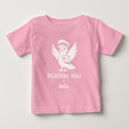 Delivering Hugs Penny Post Mascot Text T-Shirt ベビーTシャツ (正面)