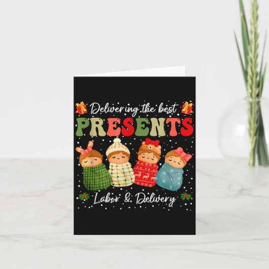 Delivering The Baby Labor Delivery Nurse Christmas カード (正面)