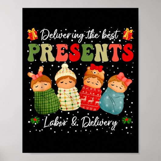 Delivering The Baby Labor Delivery Nurse Christmas ポスター (正面)