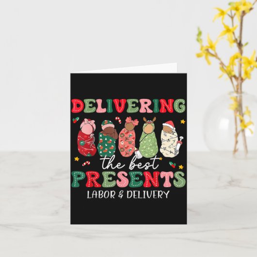 Delivering The Labor Delivery Nurse Christmas  カード (黄色い花)