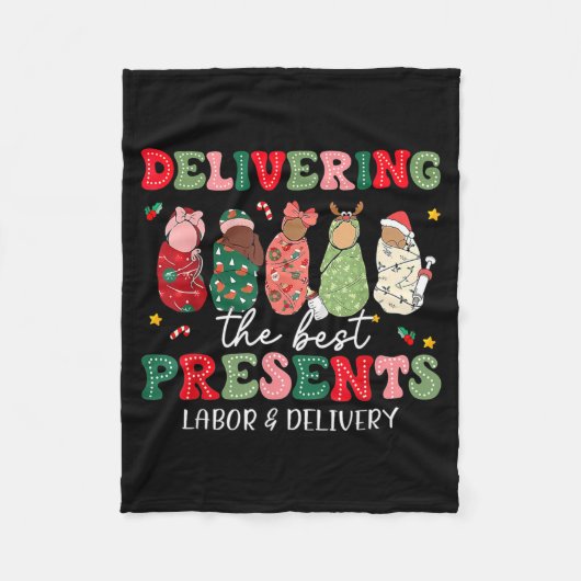 Delivering The Labor Delivery Nurse Christmas  フリースブランケット (正面)