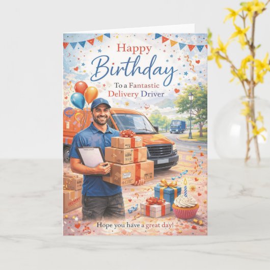 Delivery Driver Birthday Card カード (黄色い花)