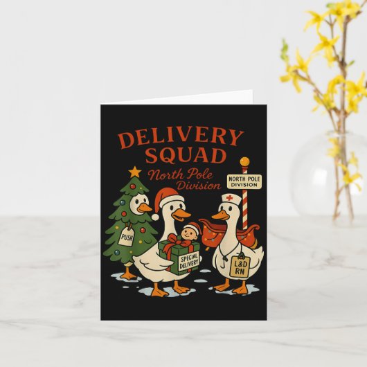 Delivery Squad Labor And Delivery Nurse Christmas カード (黄色い花)