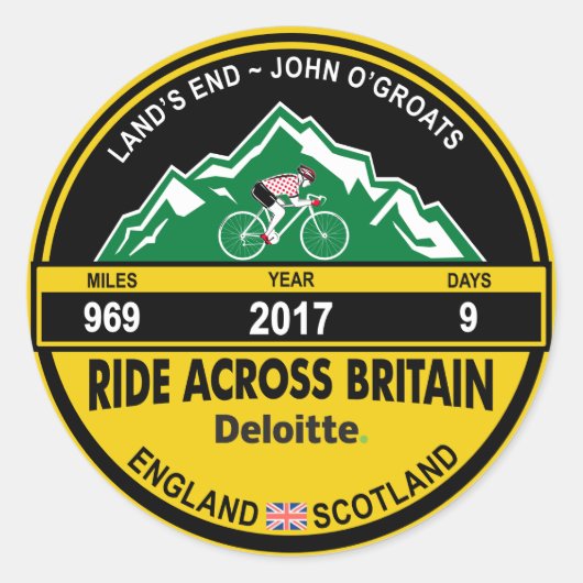 DELOITTE RIDE ACROSSイギリス2017シール ラウンドシール (正面)