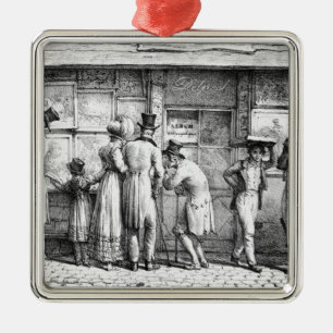 Delpechの石版プリントショップ、c.1818 メタルオーナメント
