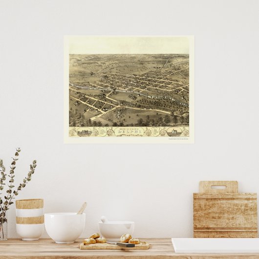 Delphi, INパノラママップ – 1868 ポスター (キッチン)