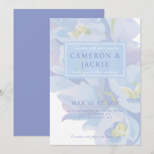 Delphinium Blue Wedding  招待状 (正面/裏面)