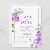 Delphinium floral save the date purple photo セーブザデート (正面)