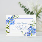 Delphinium flowers blue water color結婚のQRコード 出欠カード (スタンド正面)