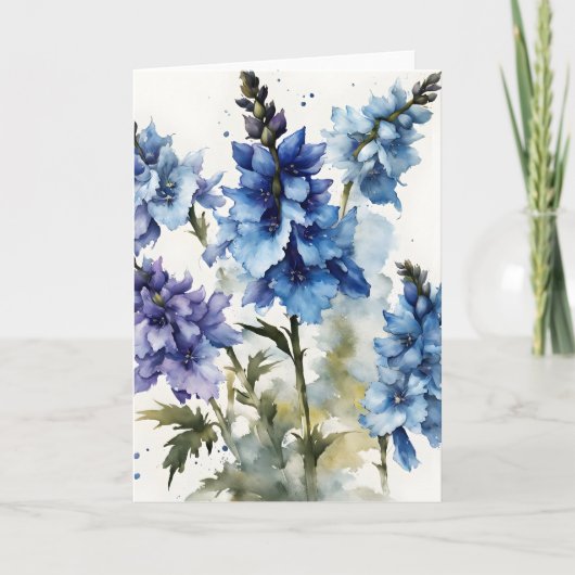Delphinium - Watercolor flowers カード (正面)