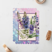 Delphiniums紫と青のカ空白のード ノートカード (正面/裏面インサイチュ)