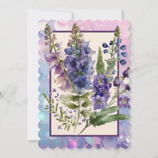Delphiniums紫と青のカ空白のード ノートカード (正面)