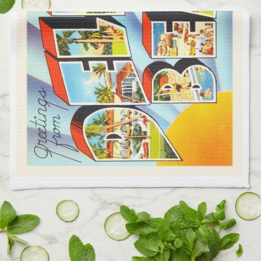 Delray BeachフロリダFLのヴィンテージ旅行記念品 キッチンタオル (折り畳み)