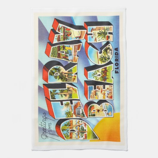 Delray BeachフロリダFLのヴィンテージ旅行記念品 キッチンタオル (縦)