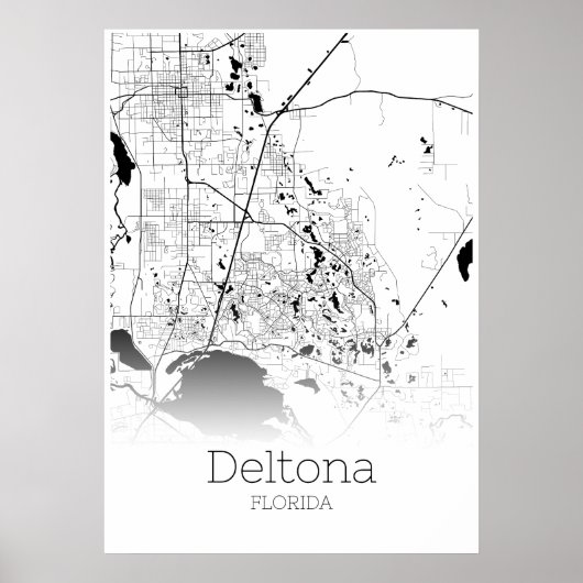 Deltonaの地図 – フロリダ州 – 市内地図ポスター ポスター (正面)