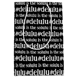 #Deluluはソルルブラック&ホワイト ミディアムペーパーバッグ