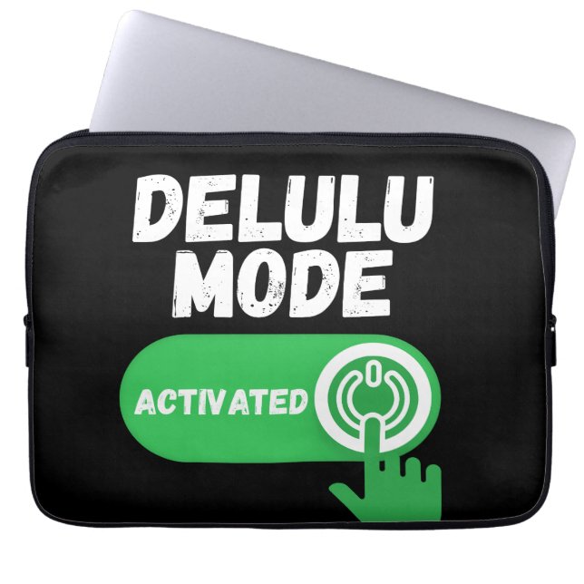 Delulu Mode Activated | 笑えるGen Zデザイン ラップトップスリーブ (正面)