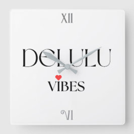 Delulu Vibes, Funny Aesthetic Quote Gift スクエア壁時計