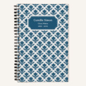 Deluxe Blue & White French Tapestry Personalized ノートブック (正面)