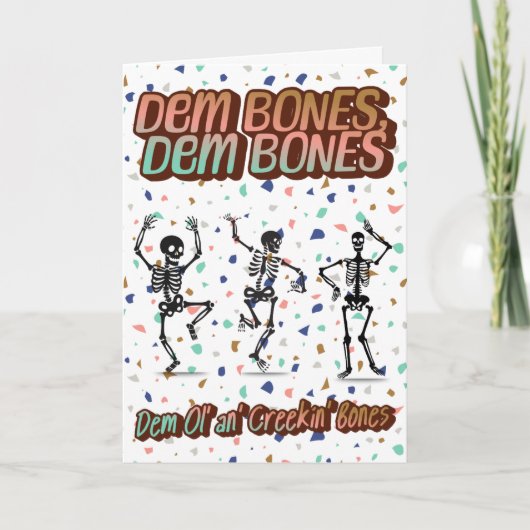 🎉 “Dem Bones” Funny Skeleton Birthday Card 💀🎂 カード (正面)
